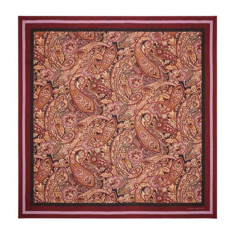 Karen Walker Paisley Classic Silk Scarf Burgundy Multi image number 2